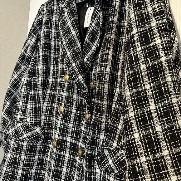 NWT Lane Bryant black white plaid coat - Picture 2 of 3